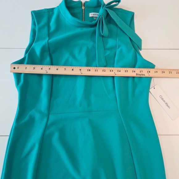 Calvin Klein Womens Green Bow Neck Sheath Dress CD4C1N62 Size 14 NWT - Picture 14 of 16